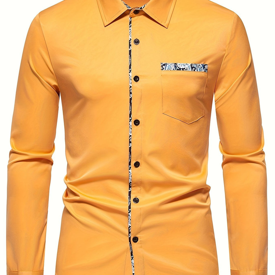 Levoire | Chemise À Col Pour Hommes À Motifs Paisley Jaune