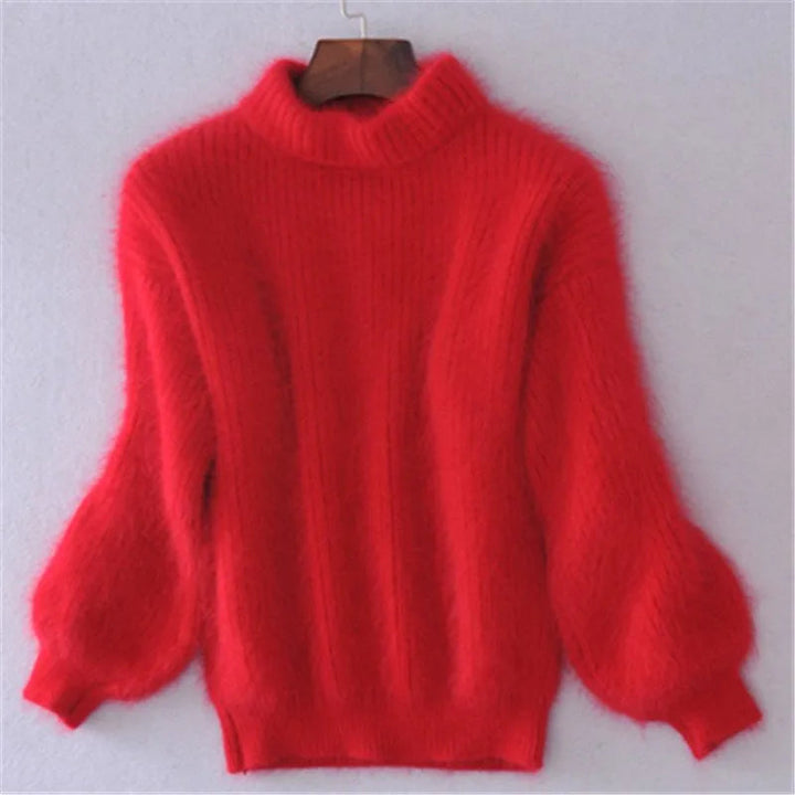 Levoire | Pull Confortable à Manches Lanternes Roulé Fluffy Rot