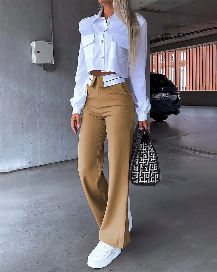 Levoire | Crop Top & Pantalon Largemonté Taille Haute Satz Khaki
