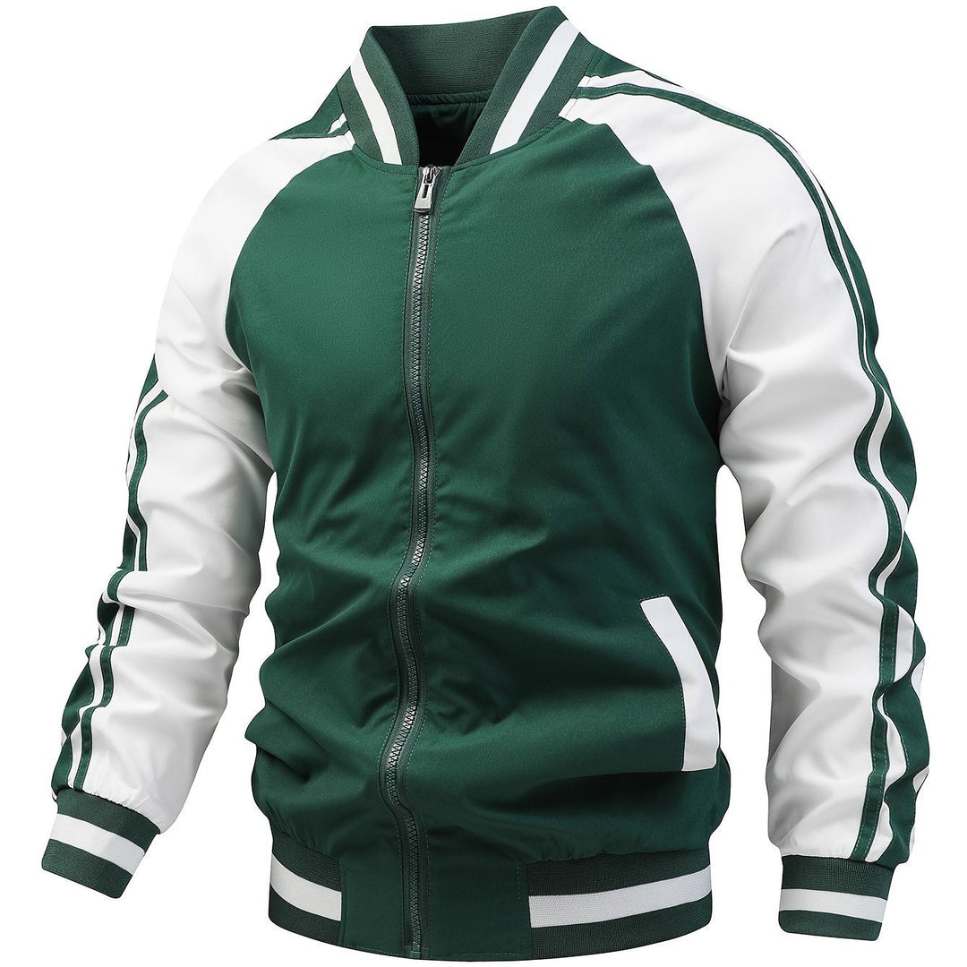 Levoire | Veste De Sport Pour Homme À Blocs De Couleurs Veste à col baseball vert foncé
