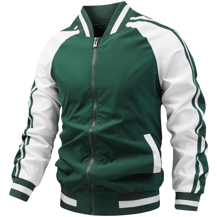 Levoire | Veste De Sport Pour Homme À Blocs De Couleurs Veste à col baseball vert foncé