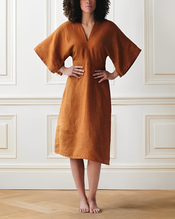 Levoire | Robe En Lin Léger Au Style Décontracté Braun