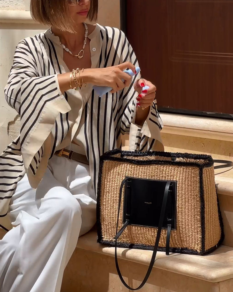 Levoire | Chemise Décontractée À Manches Raglan À Rayures Polyvalente