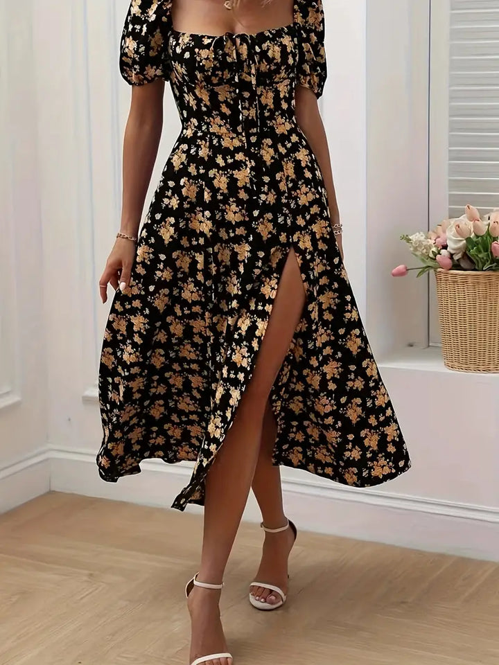 Levoire | Robe En A-Ligne Avec Imprimé Floral Et Manches Bouffantes Pour Le Printemps Et L'Été