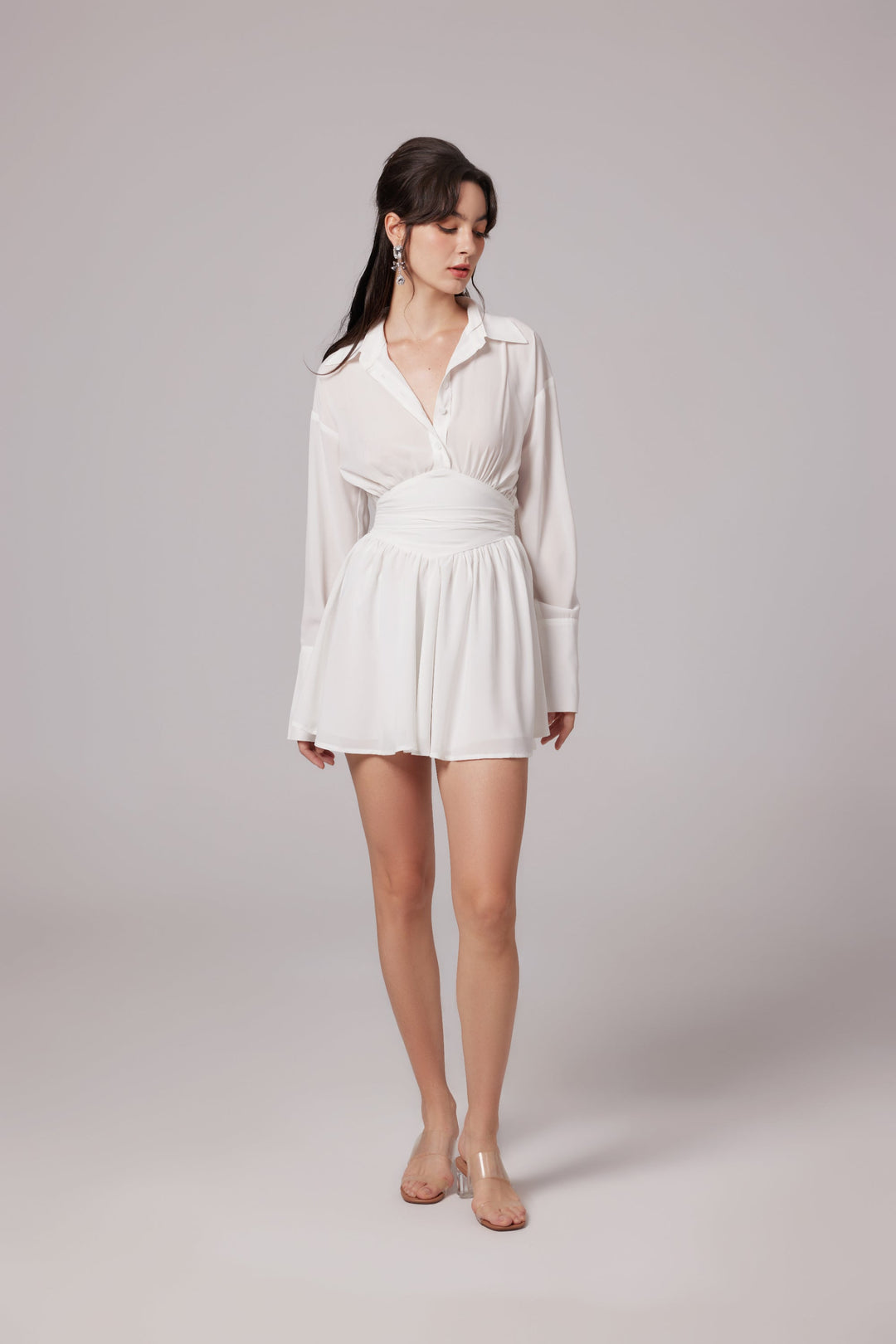 Levoire | Robe Chemise Mini Blanche À Volants