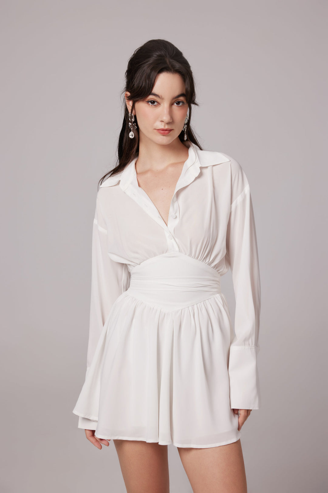 Levoire | Robe Chemise Mini Blanche À Volants