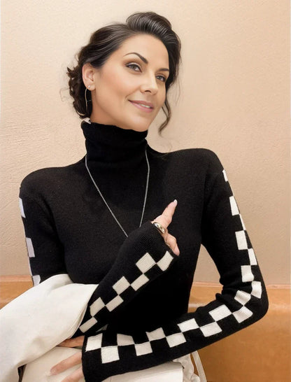 Levoire | T-Shirt Élégant À Carreaux Avec Manches Longues