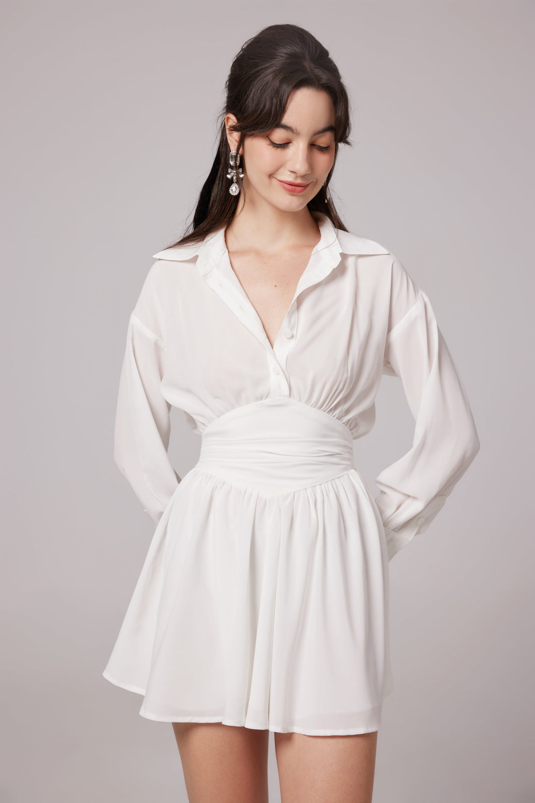 Levoire | Robe Chemise Mini Blanche À Volants