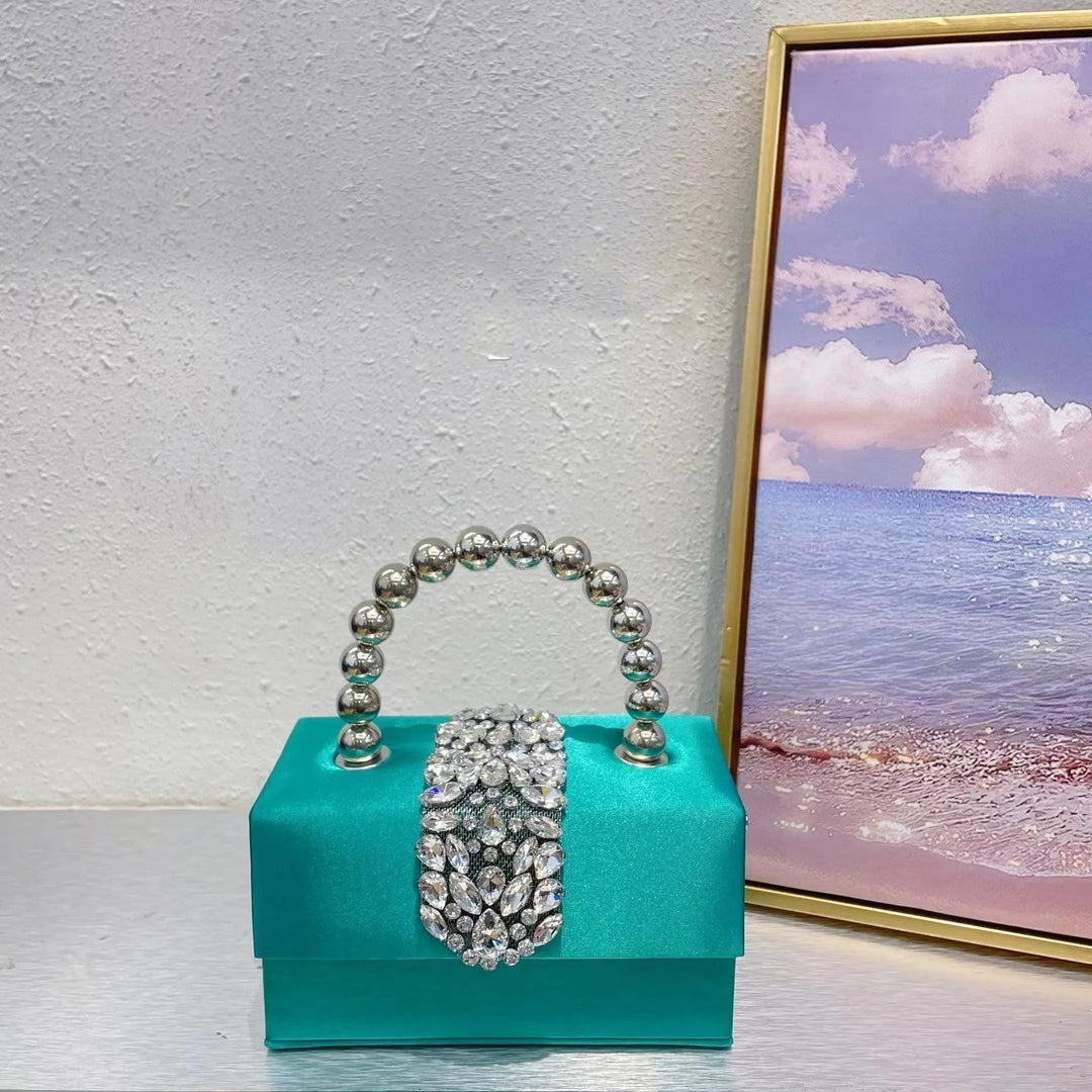 Levoire | Petit sac carré avec des strass français brillants en tête de diamant Vert
