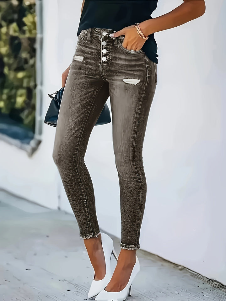 Levoire | Pantalons Skinny Taille Haute Tendance & Polyvalents En Bleu Classique Couleur de la graphite