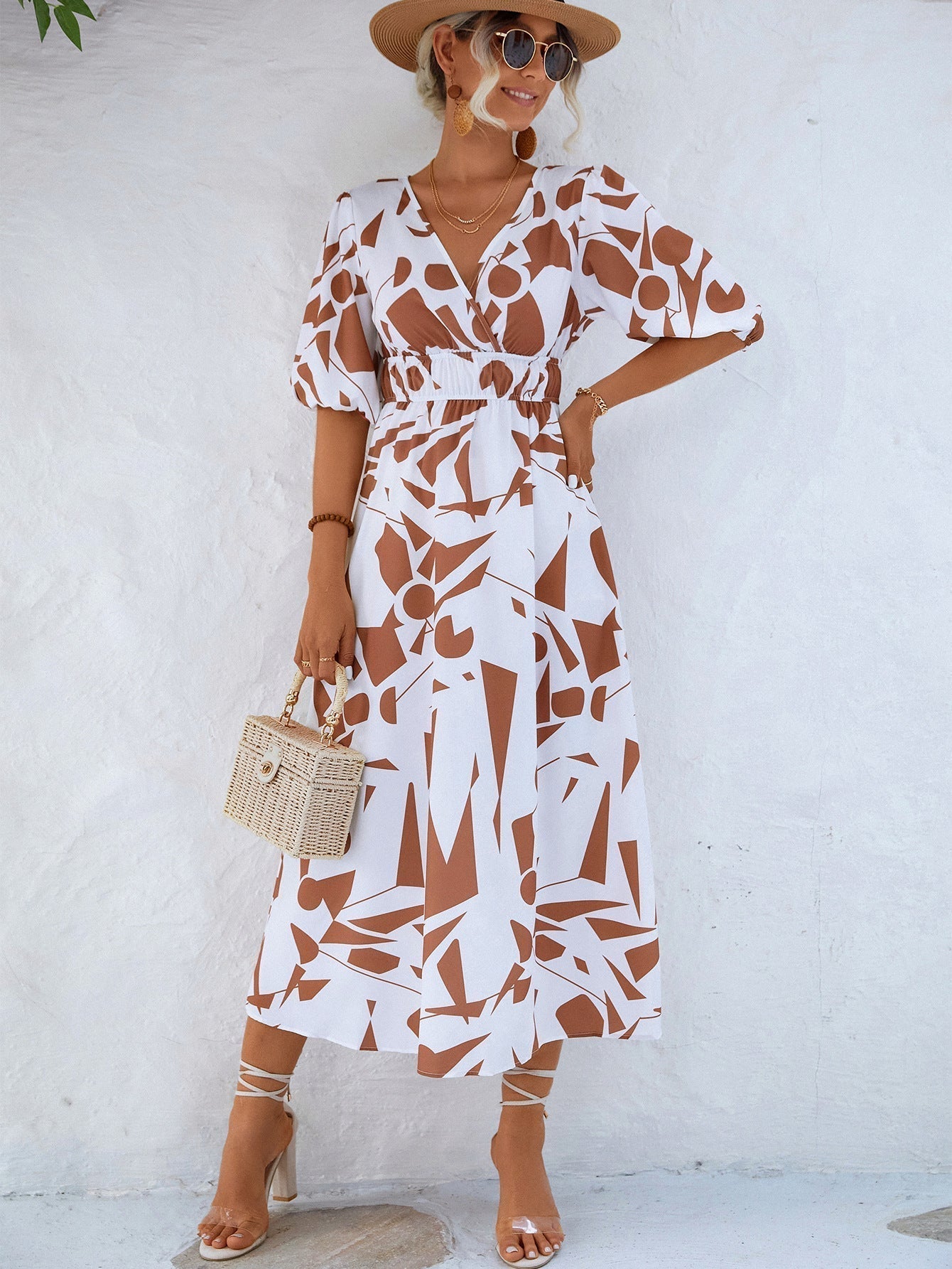 Levoire | Robe Avec Motif Géométrique Et Décolleté En V