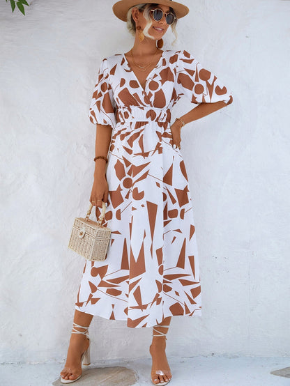 Levoire | Robe Avec Motif Géométrique Et Décolleté En V