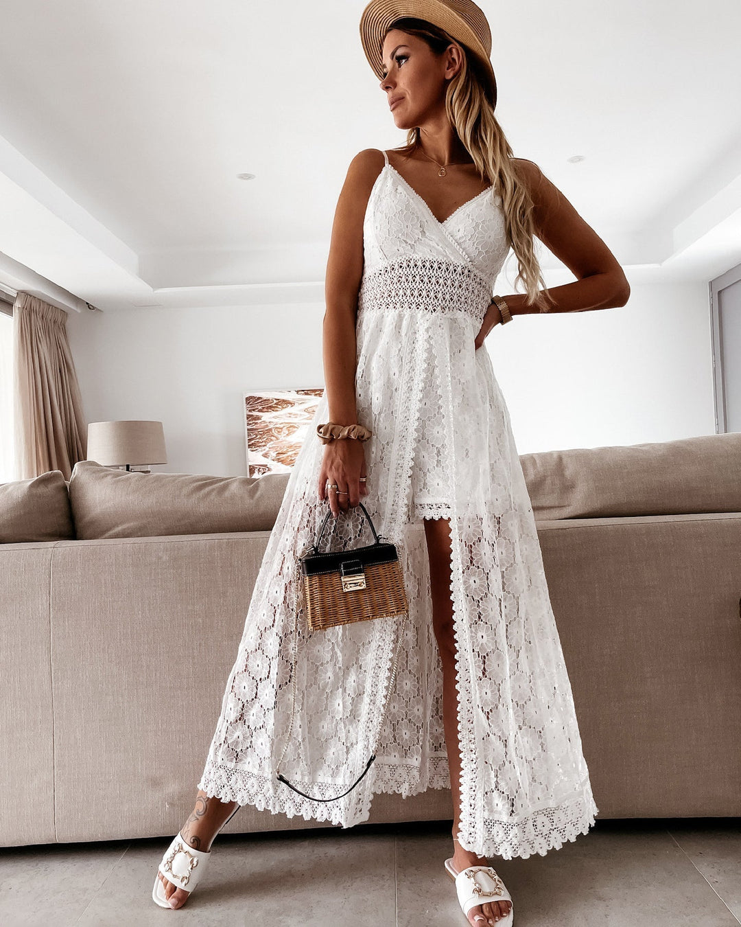 Levoire | Robe Avec Shorts Et Ouverture En Dentelle