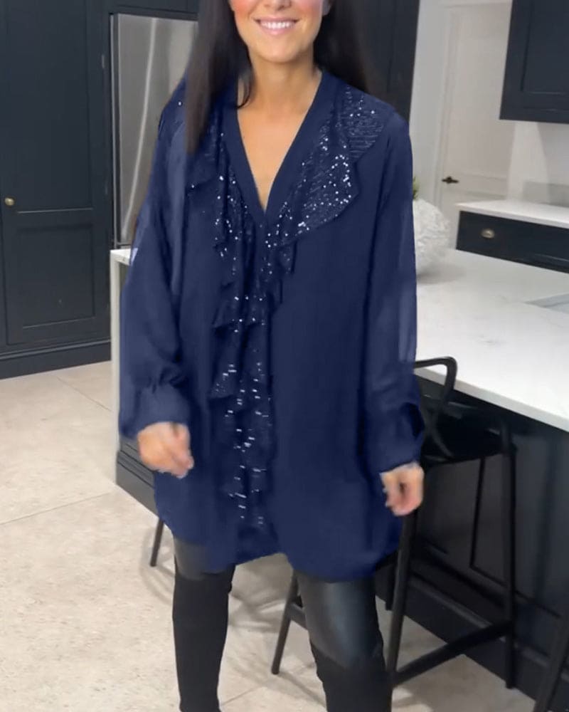 Levoire | Blouse Avec Volants Dans Une Coupe Élégante Bleu