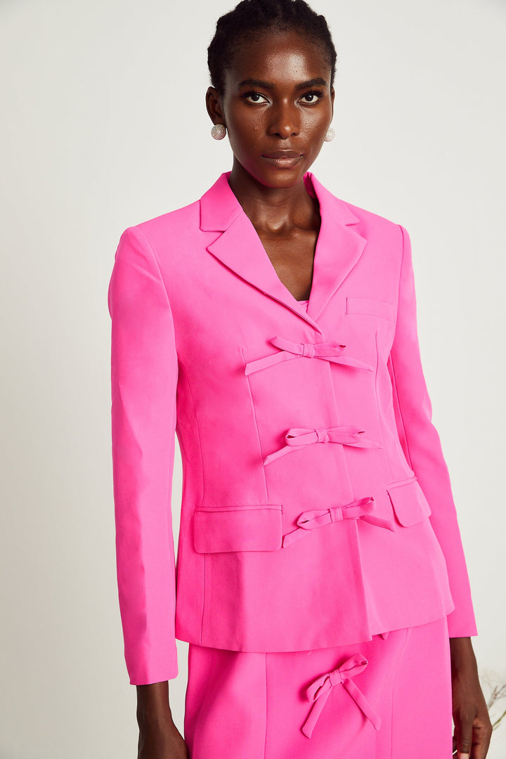 Levoire | Ensemble Coordonné Veste Avec Détail Nœud Rose & Robe
