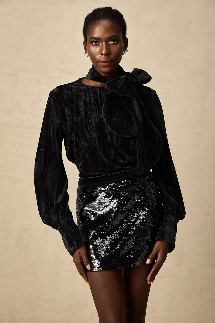 Levoire | Blouse En Velours Pailleté Et Jupe Ensemble Assorti