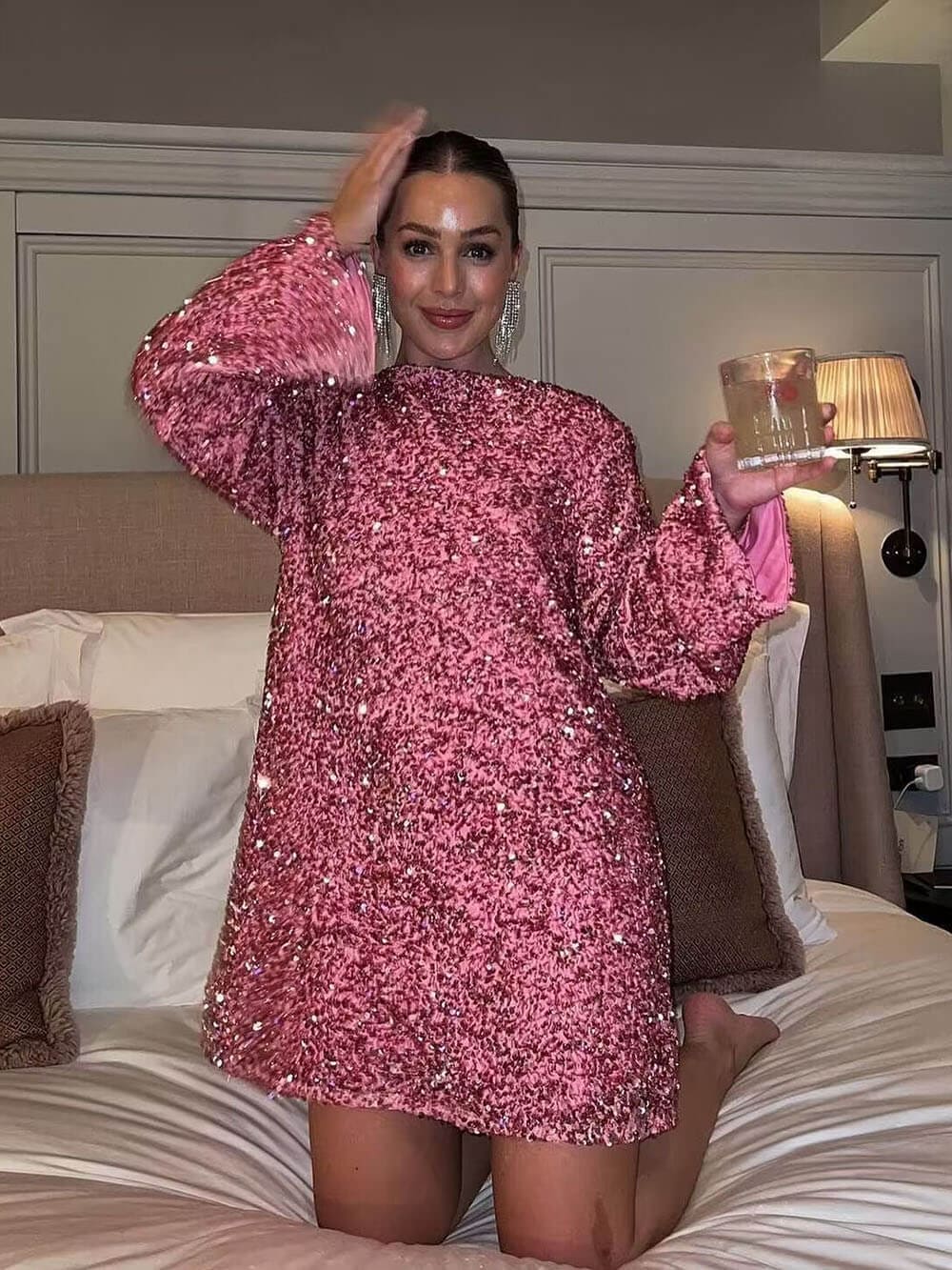 Levoire | Robe Nœud À Paillettes Rosa