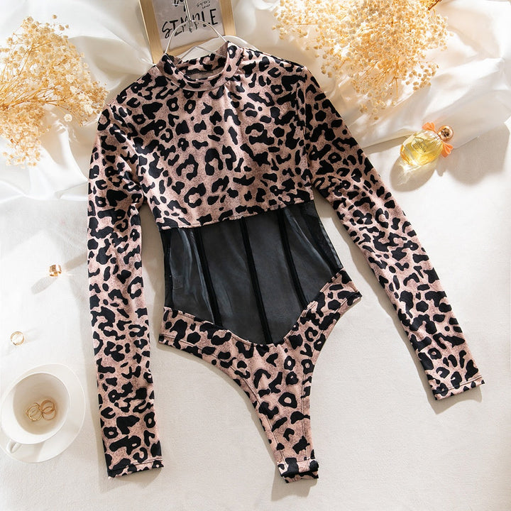 Levoire | Imprimé léopard tissu en filet combinaison sexy