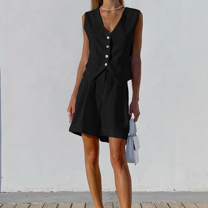 Levoire | Ensemble De Gilet Et Shorts Sur Mesure Noir (Presque épuisé)