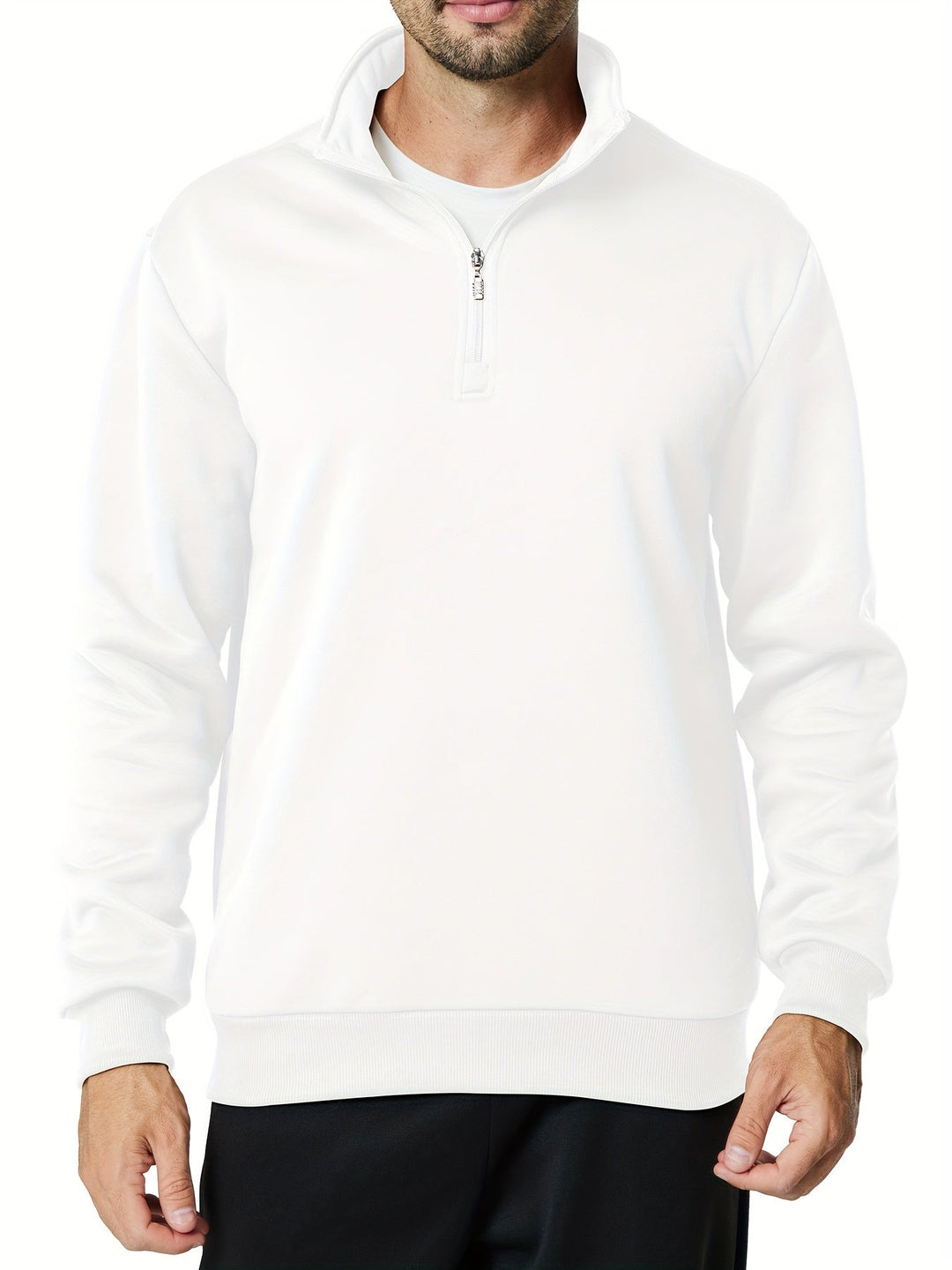 Levoire | Sweat-Shirt Décontracté Pour Hommes Avec Zip Et Poches Blanc
