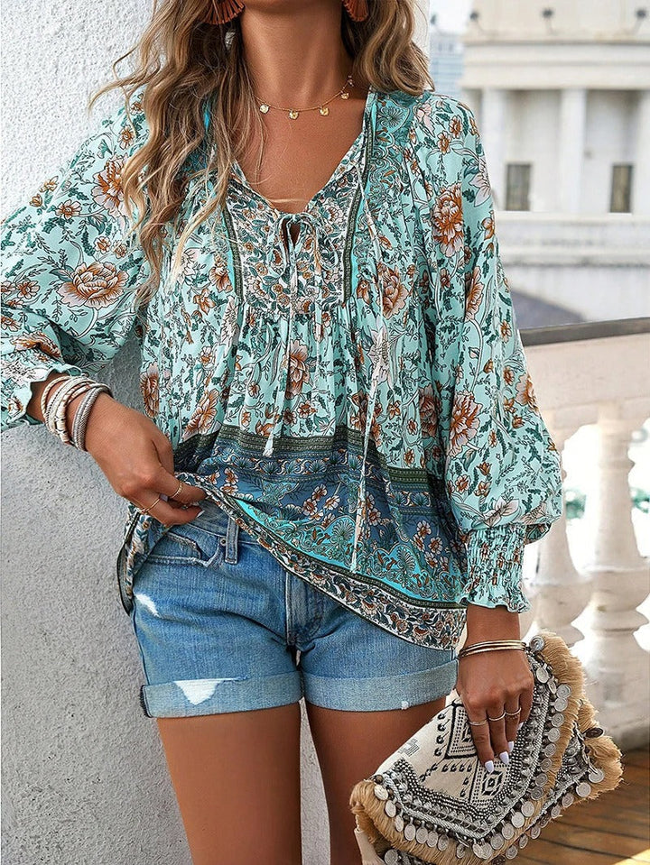 Levoire | Renno Chemise À Manches Longues Imprimée Avec Col En V Pour Un Look Tendance