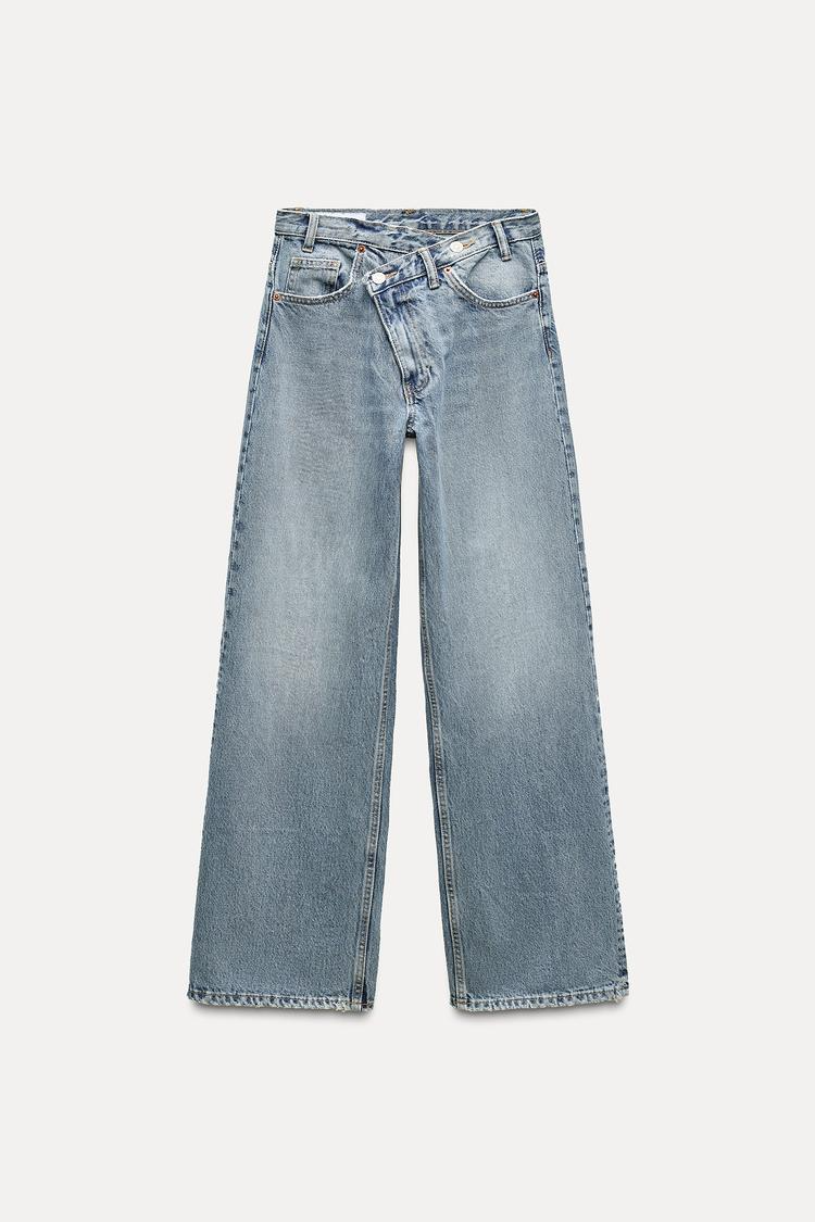 Levoire | Taille Haute Ample Forme Ajustée Crossover Bund Jeans Bleu