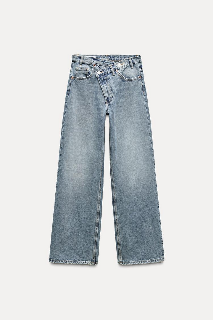 Levoire | Taille Haute Ample Forme Ajustée Crossover Bund Jeans Bleu