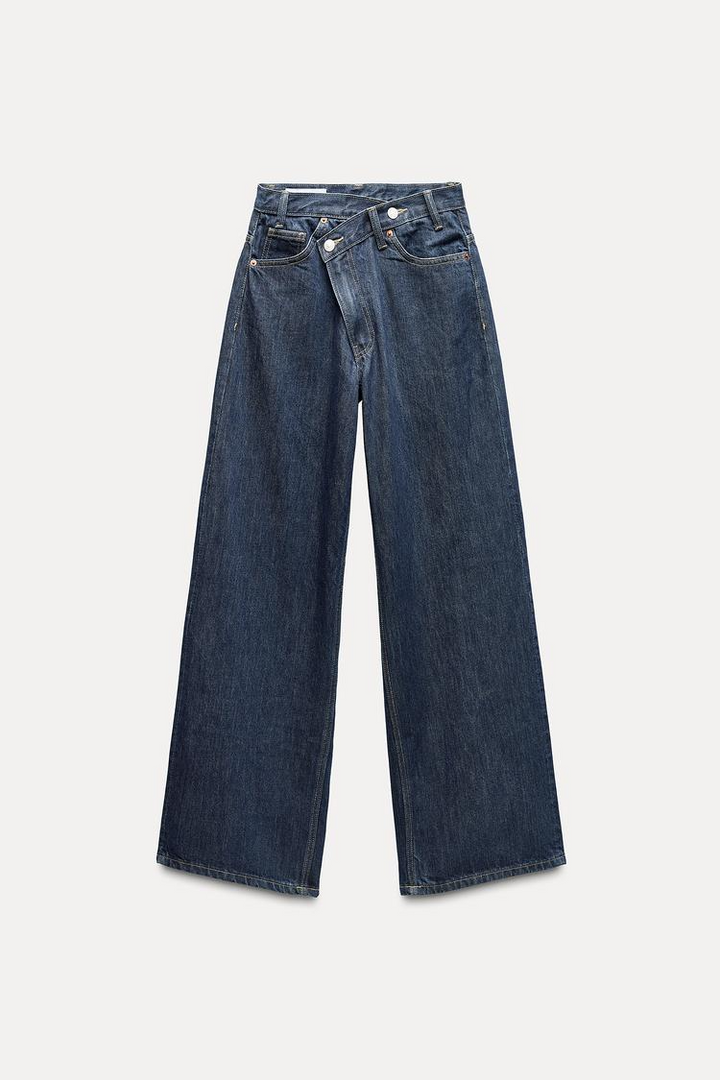 Levoire | Taille Haute Ample Forme Ajustée Crossover Bund Jeans Indigo