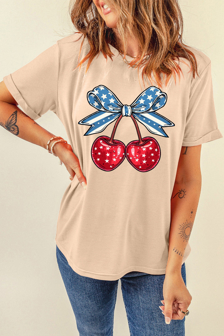 Levoire | Cerise Graphique Col Rond Manches Courtes T-shirt
