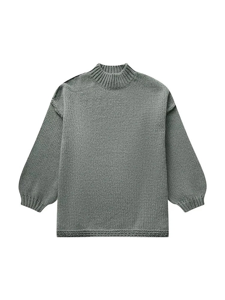 Levoire | Lssiger Pull En Maille Avec Col Montant Vert foncé