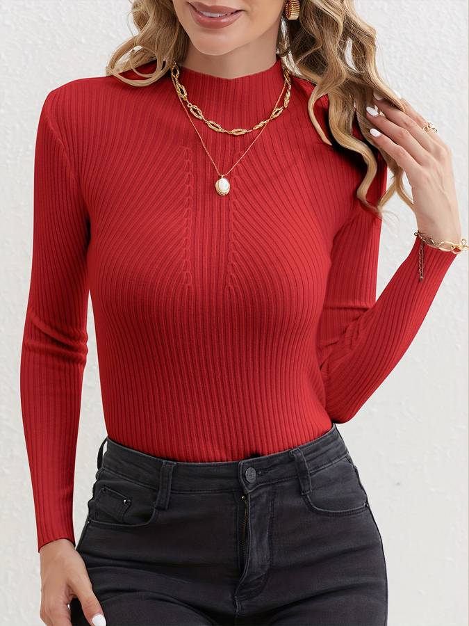 Levoire | Pull Décontracté À Col Roulé Côtelé Rot