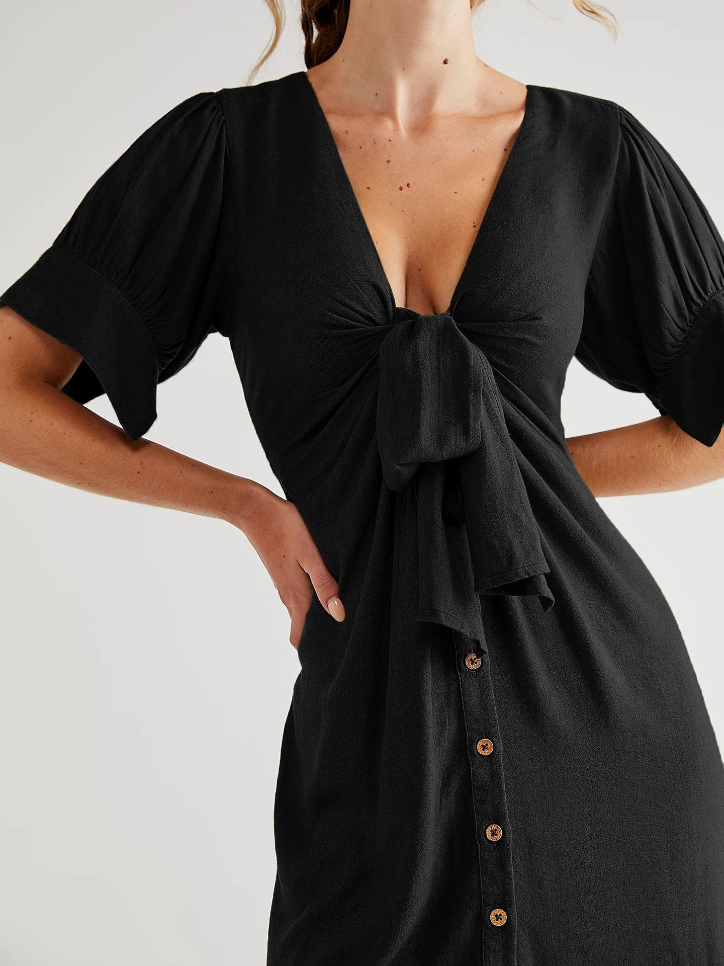 Levoire | Robe Longue Avec Fente Et Décolleté En V