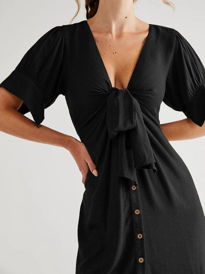 Levoire | Robe Longue Avec Fente Et Décolleté En V