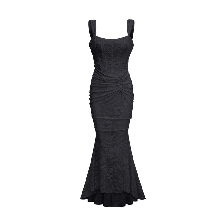 Levoire | Robe Maxi Jacquard Fleurs Noir