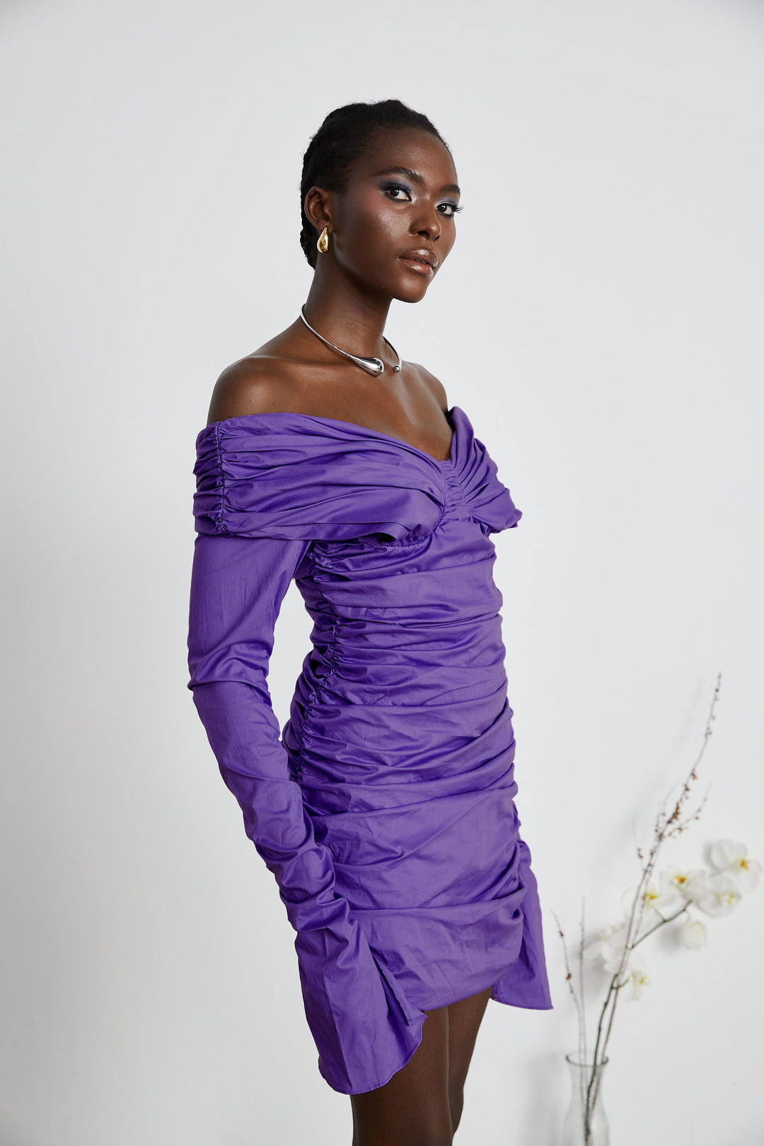 Levoire | Robe Mini À Épaules Dégagées Raffung