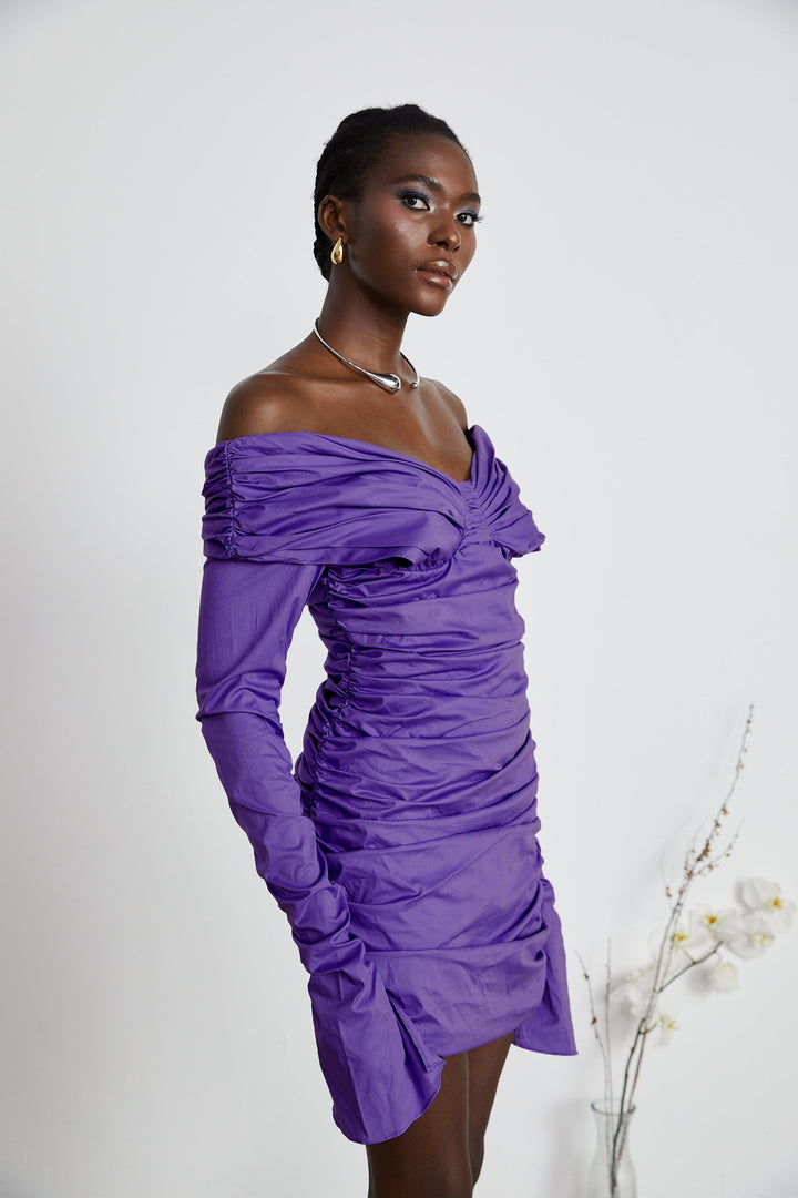 Levoire | Robe Mini À Épaules Dégagées Raffung
