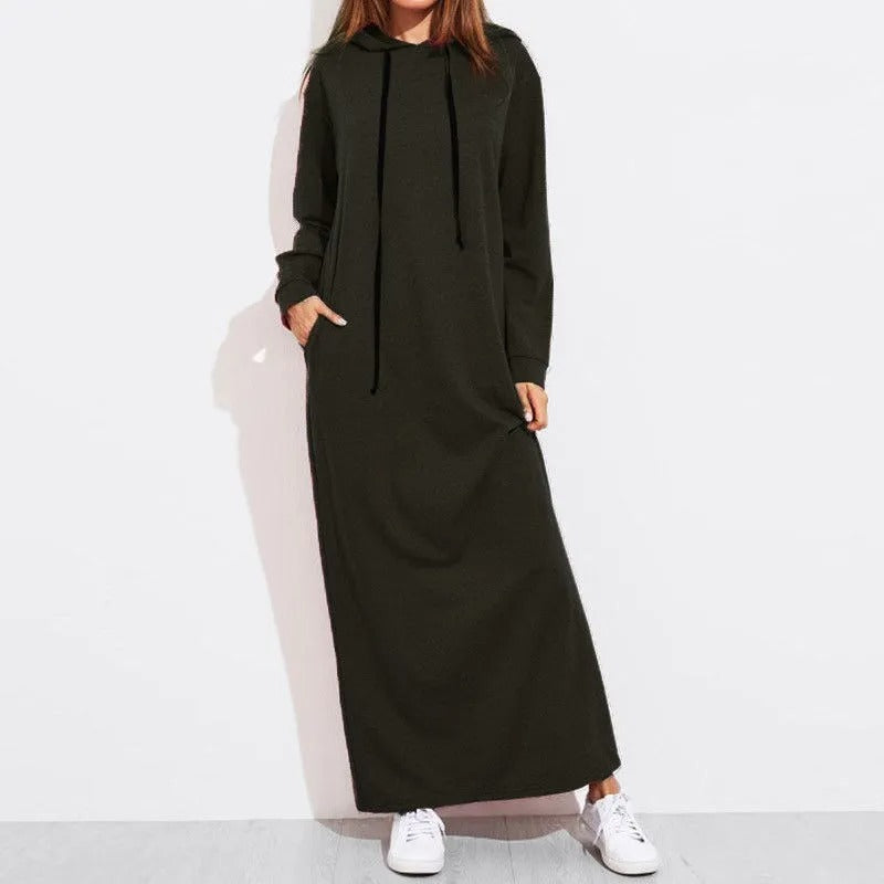 Levoire | Robe Maxi Mignonne Avec Capuche Noir