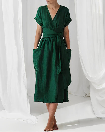 Levoire | Robe en lin élégante Vert