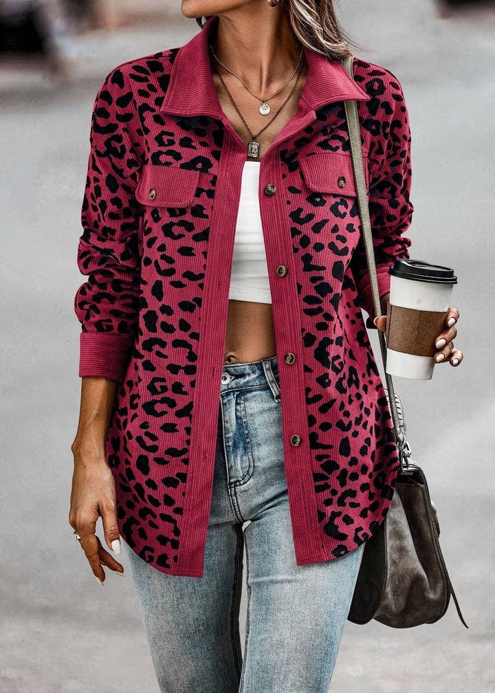 Levoire | Chemise Veste Avec Motif Léopard Rouge foncé