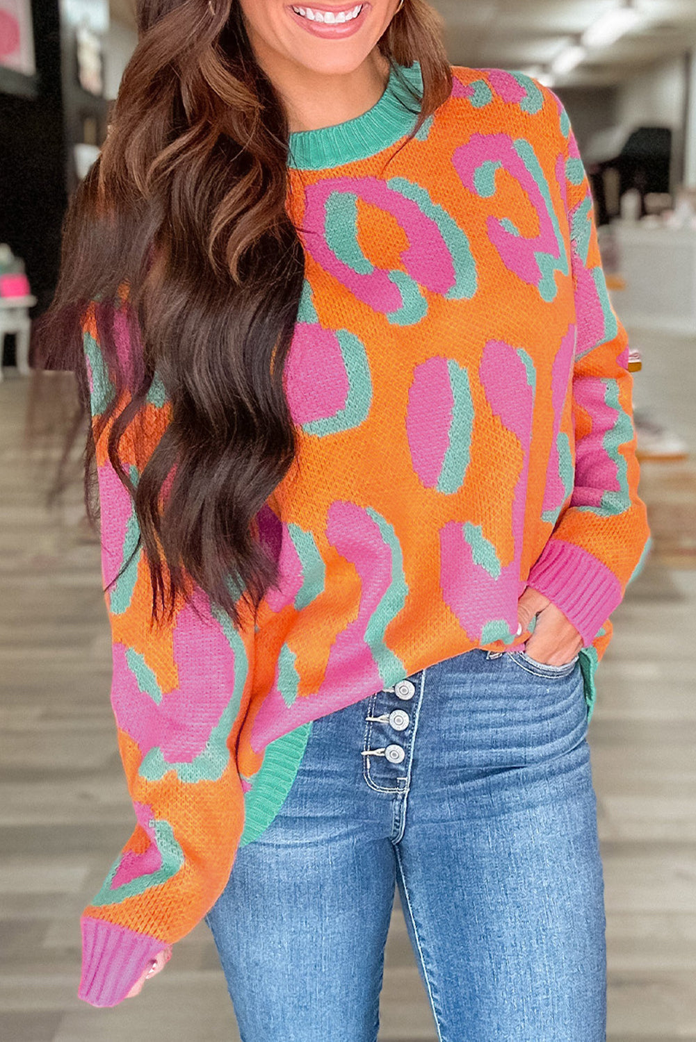 Levoire | Pull Colorblock À Motif Léopard Vivant Pour Femmes 2XL