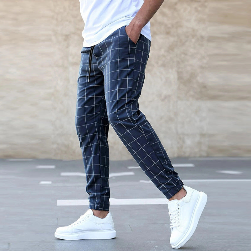 Levoire | Pantalon À Carreaux Élégant Bleu foncé