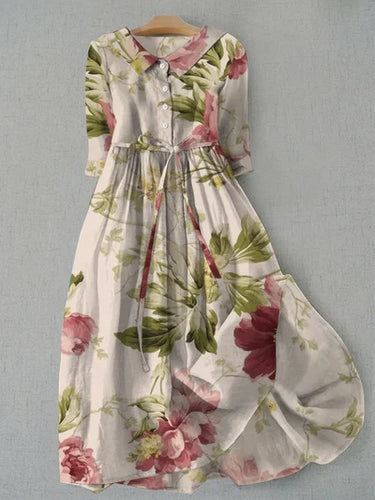 Levoire | Robe de Bal à Manches Longues avec Imprimé Floral