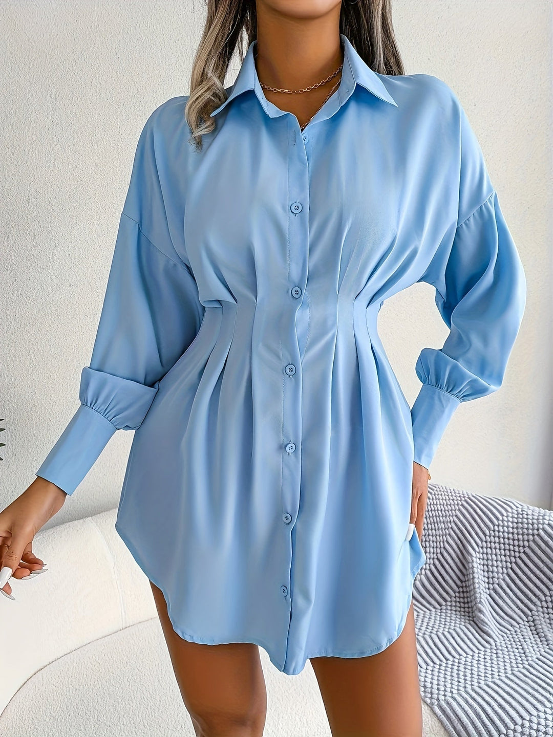 Levoire | Robe Tunique, Avec Taille Froncée Et Manches Lanternes