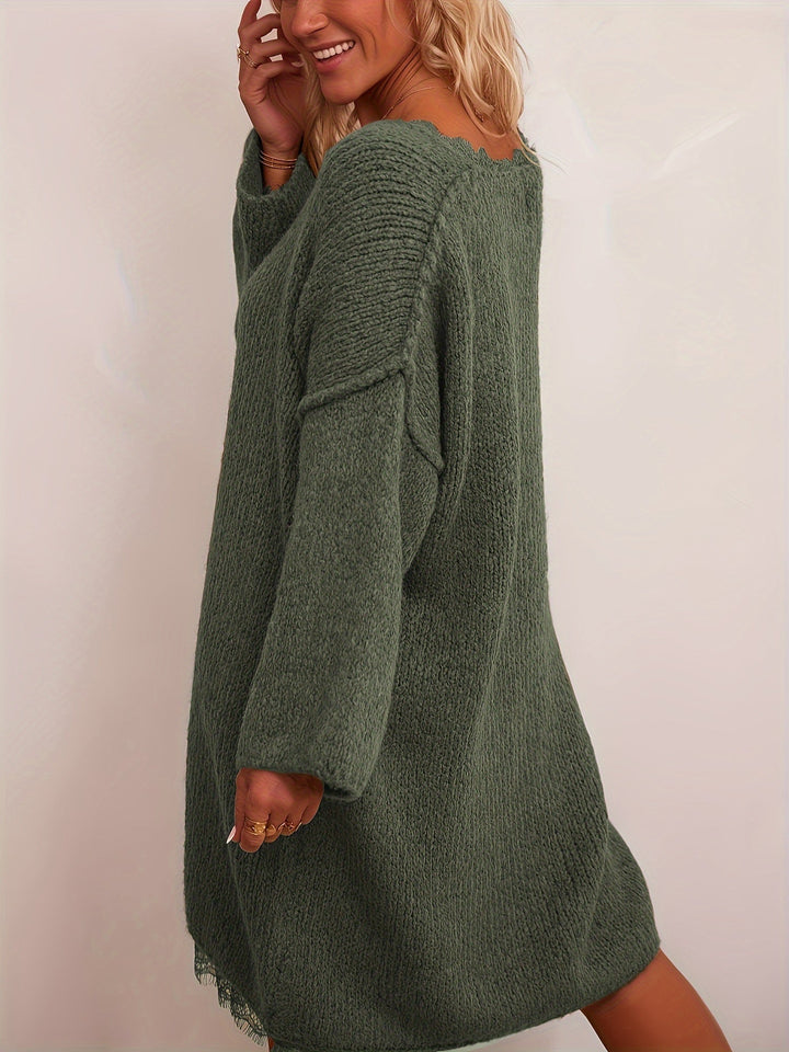 Levoire | Robe Tricotée Non Mélangée Avec Des Détails En Dentelle Et Des Manches Longues