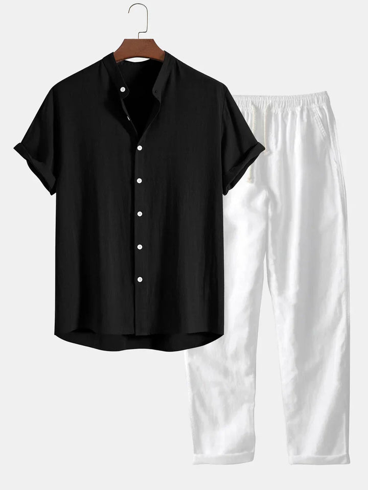 Levoire | Chemise En Lin Et Pantalon Dans Un Set Noir