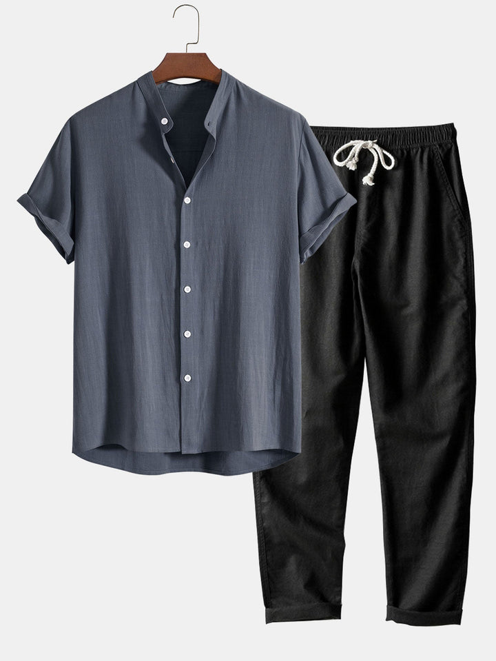 Levoire | Ensemble D'Été En Lin Pour Hommes Bleu