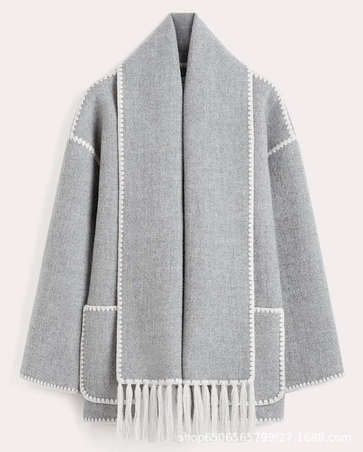Levoire | Manteau Oversize Avec Écharpe Gris clair