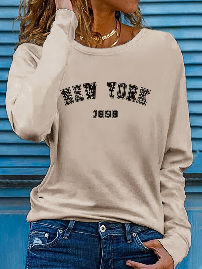 Levoire | T-Shirt À Col Rond Avec Impression New York Abricot