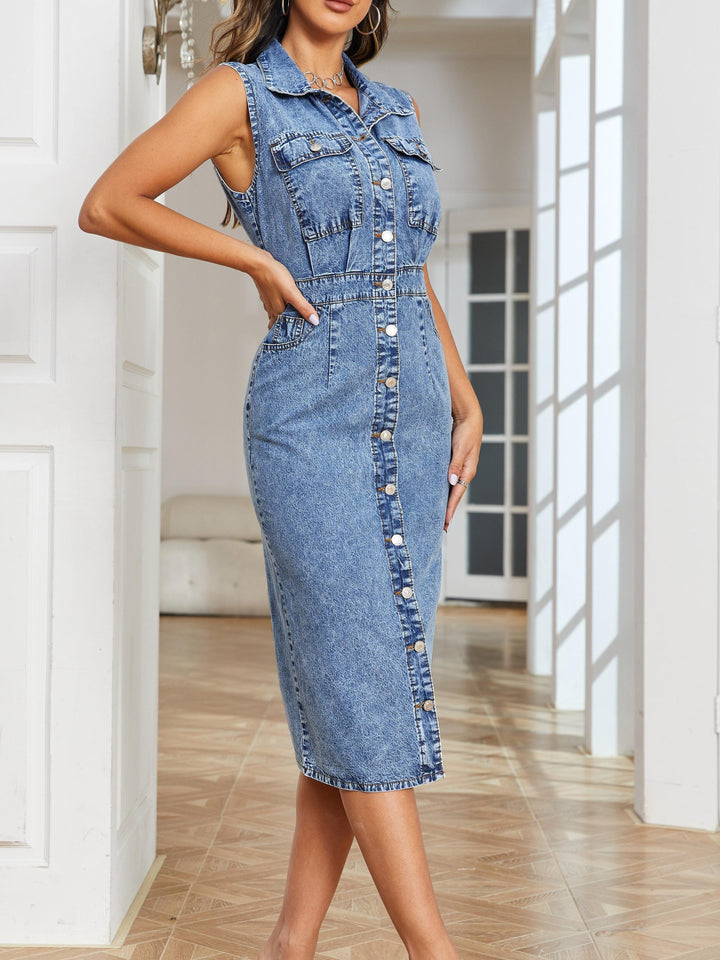 Levoire | Robe En Denim Sans Manches Bleue