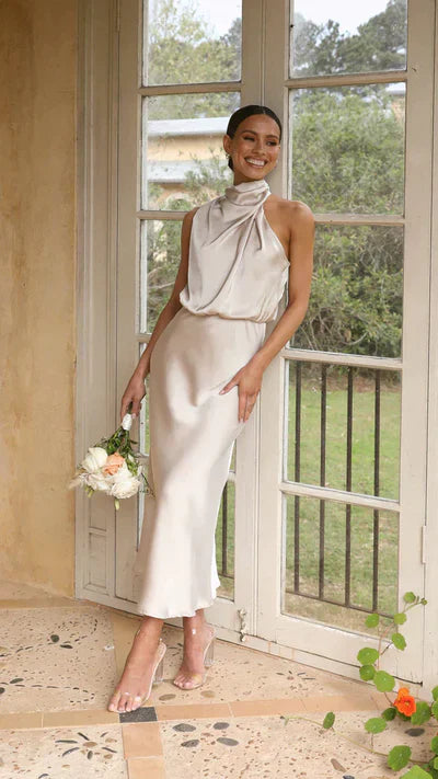 Levoire | Robe Maxi Sans Manches Pour Femmes Champagne
